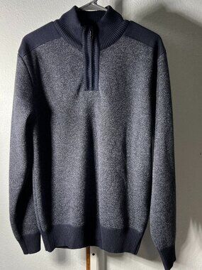 XRAY Jeans Contrasting Blues Quarter-Zip Long-Sleeve Sweater SZ Lrg